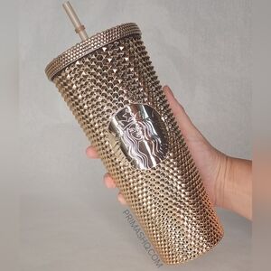 Starbucks Tumbler China Bronze Gold Studded